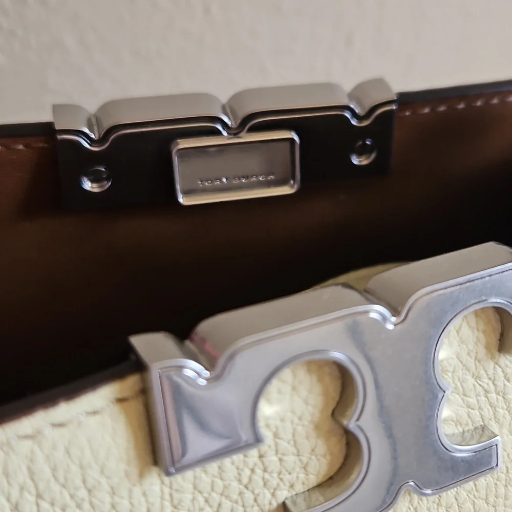 NWT Tory Burch Mini Eleanor Pebbled Satchel. Lemon Sugar. - Picture 4 of 11